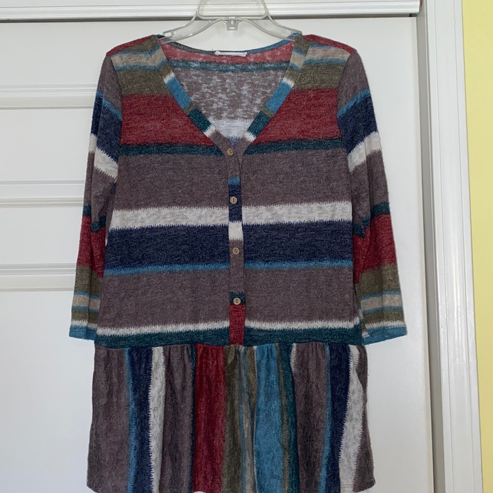 Reborn J lightweight, striped, ruffled sweater